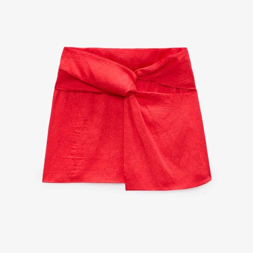 Red satin zara skirt